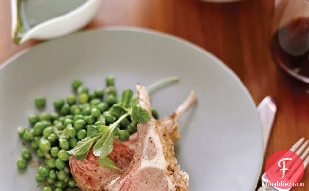 Rack of Lamb with Coconut-Mint Sauce and Glazed Peas