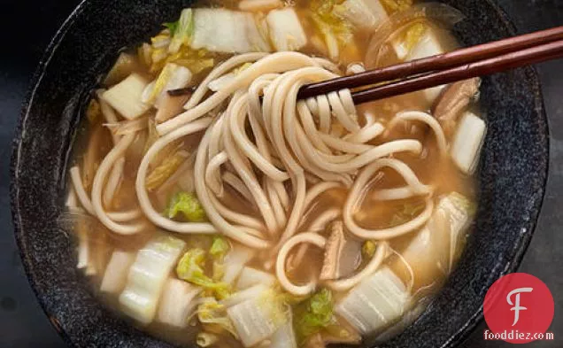 Miso Soup with Napa Cabbage and Udon