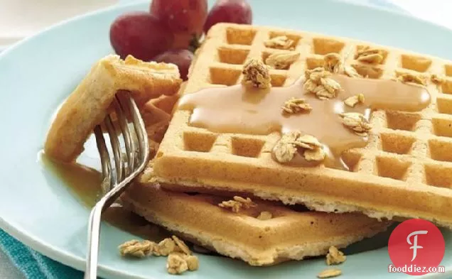 Whole Wheat Waffles with Honey-Peanut Butter Syrup