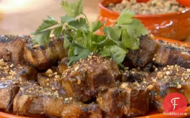 Apricot Glazed Lamb Chops with Pistachio and Sumac