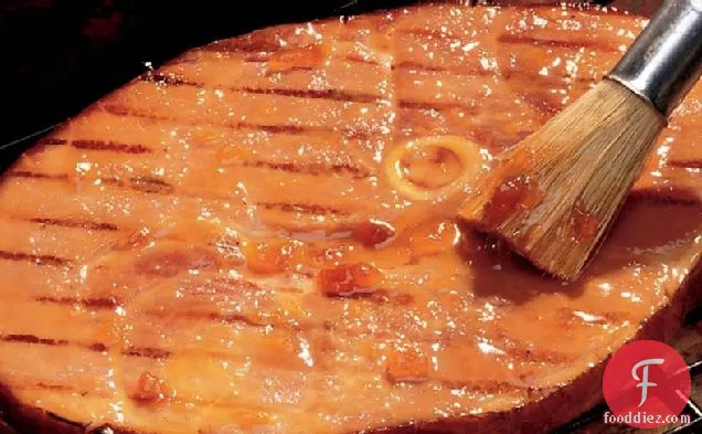 Grilled Ham Steak with Mustard Sauce