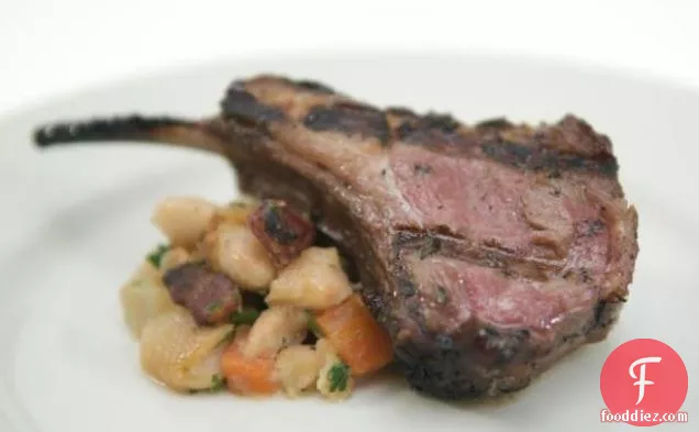 Lamb Chops with Thyme Honey and White Beans