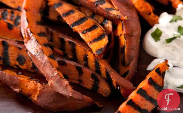 Grilled Sweet Potatoes with Sour Cream and Lime