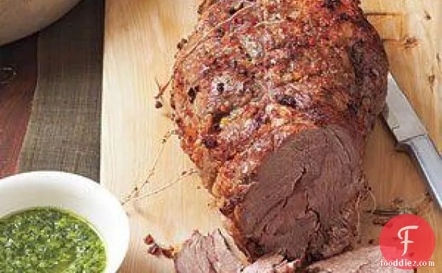 Roasted Leg Of Lamb With Carrots And Honey-mint Sauce Recipe