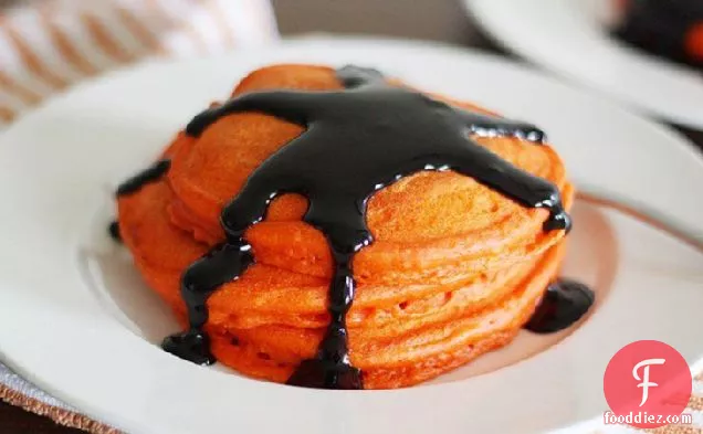 Pumpkin Pancakes with Black Cinnamon Syrup