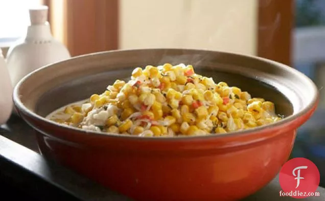 Corn with Chèvre and Red Peppers