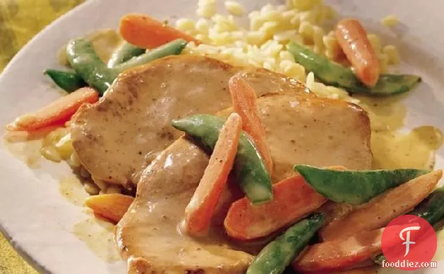 Turkey Cutlets with Snap Peas and Carrots