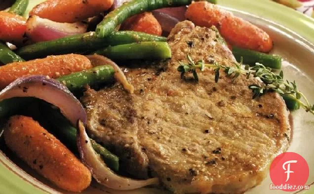 Oven-Roasted Pork Chops and Vegetables