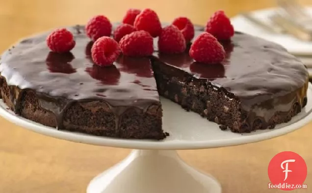 Gluten-Free Brownie Ganache Torte with Raspberries