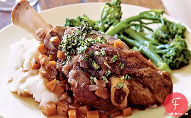 Braised Lamb Shanks with Parsley-Mint Gremolata