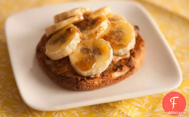 English Muffin with Bruléed Banana and Peanut Butter