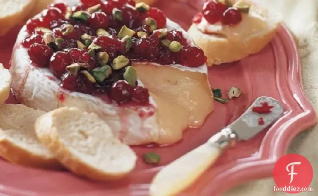 Brie with Cranberries and Pistachio Nuts