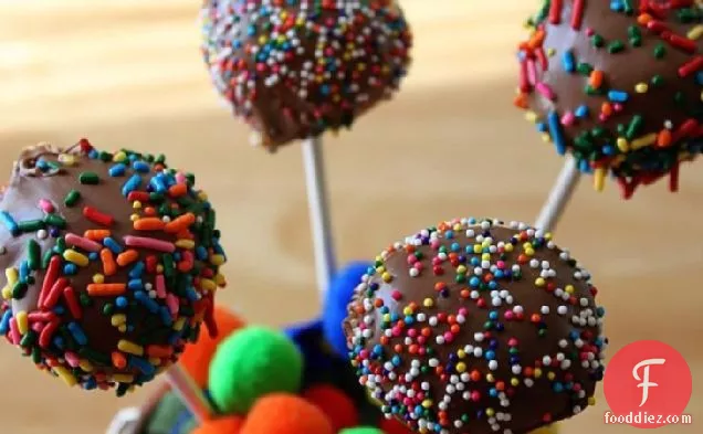 Rainbow-Sprinkled Brownie Pops
