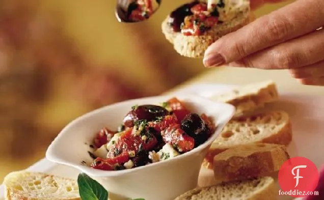 Greek Marinated Roasted Peppers, Olives and Feta