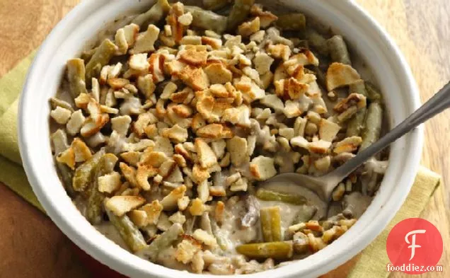 Classic Green Bean Casserole with Baguette Chips