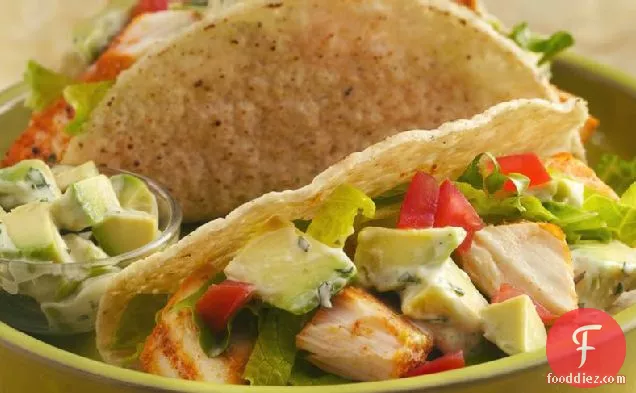 Grilled Fish Tacos with Creamy Avocado Topping
