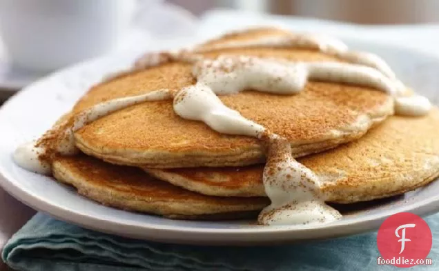 Snickerdoodle Pancakes with Warm Vanilla Sauce