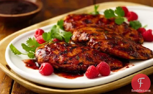 Grilled Chicken with Raspberry Chipotle Glaze