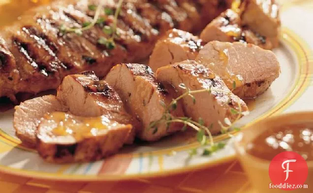 Grilled Peach- and Mustard-Glazed Pork Tenderloin