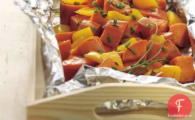 Grilled Sweet Potato and Pepper Foil Pack