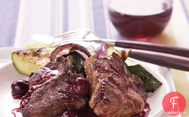 Grilled Lamb Chops with Cherry Port Sauce