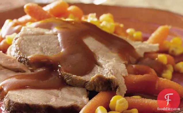 Slow-Cooker Glazed Pork Roast with Carrots and Corn