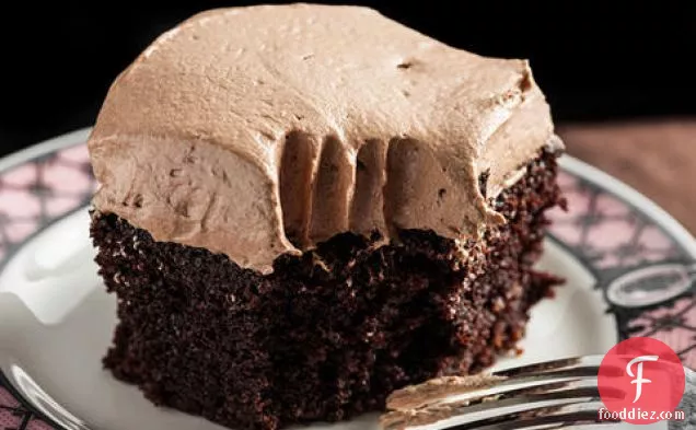 Easy Chocolate Sheet Cake with Mocha Buttercream Frosting