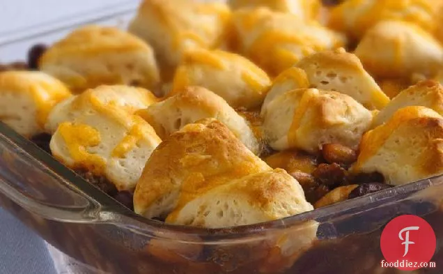 Cheesy Biscuit Bean and Beef Casserole
