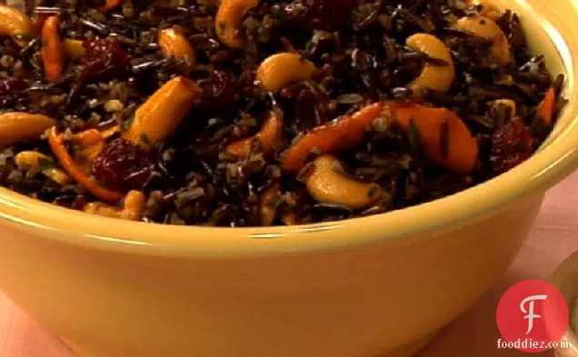 Gluten-Free Wild Rice Salad with Chanterelles, Sour Cherries and Cashew Sour Cream
