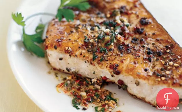 Pan-roasted Swordfish Steaks With Mixed-peppercorn Butter