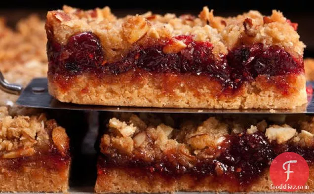 Cranberry Shortbread Bars with Almond Streusel
