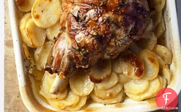 Leg Of Lamb Cooked With Potatoes