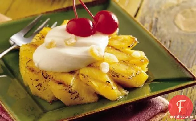 Grilled Pineapple Slices with Ginger Cream