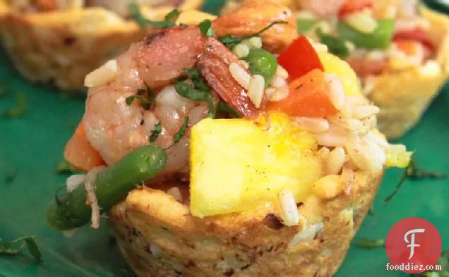 Shrimp Fried Rice in Coconut Cups