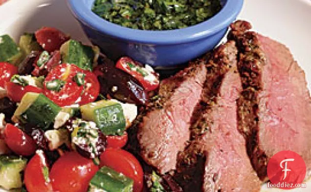 Grilled Herb-crusted Leg Of Lamb With Fresh Mint Sauce