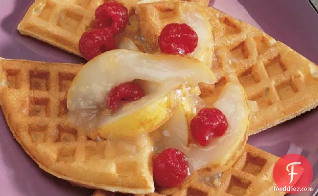 Pear and Ginger-Topped Waffles