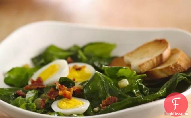 Spinach Bacon Salad with Hard Cooked Eggs