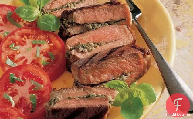 Grilled Pesto-Stuffed Steaks