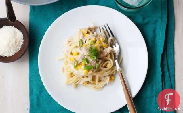 Creamy One-Pot Linguine with Chicken, Corn and Green Chiles