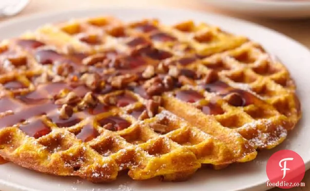 Pumpkin Waffles with Maple-Apple Syrup