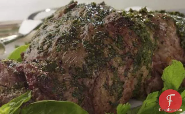 Mint Pesto Rubbed Leg Of Lamb Recipe