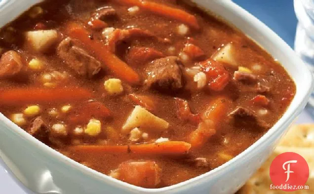 Slow-Cooker Beef, Bacon and Barley Soup