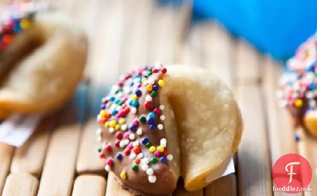 Chocolate-Dipped Fortune Cookies with Sprinkles