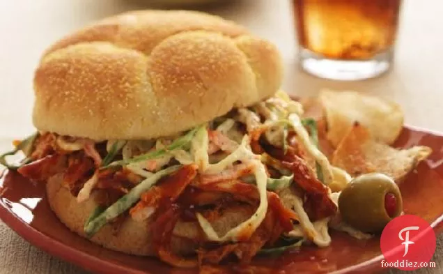 Pulled Chicken Sandwiches with Root Beer Barbecue Sauce