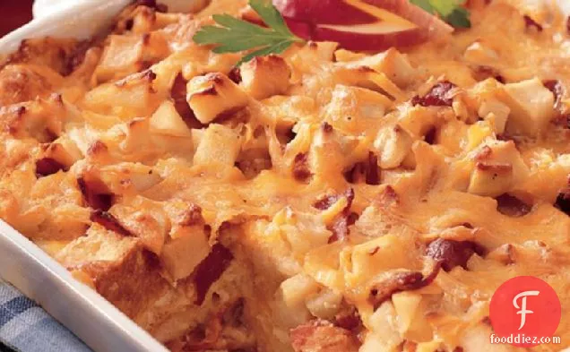 Apple, Bacon and Cheddar Bread Pudding