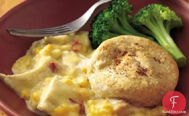 Biscuit-Topped Chicken and Cheese Casserole