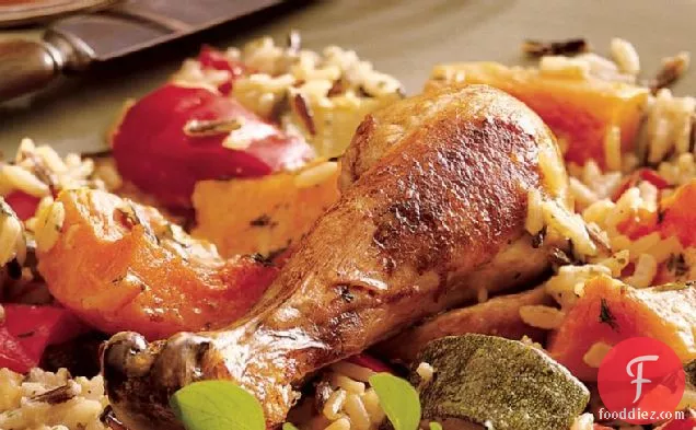 Baked Chicken and Rice with Autumn Vegetables
