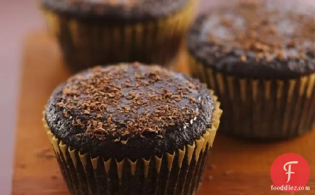 Glazed Dark Chocolate Cupcakes