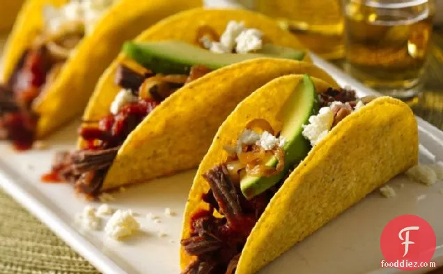 Slow-Cooker Spicy BEERbacoa Tacos