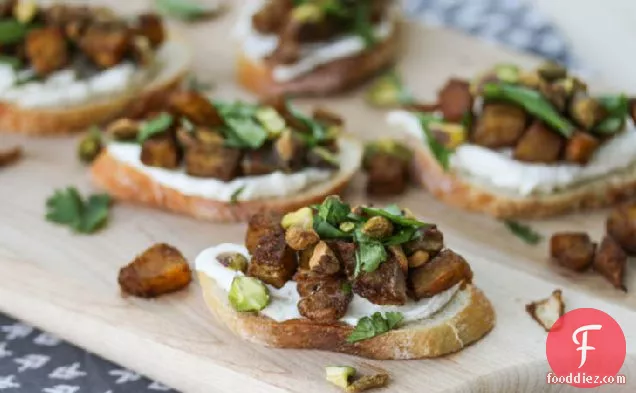 Roasted Squash Crostini with Whipped Goat Cheese